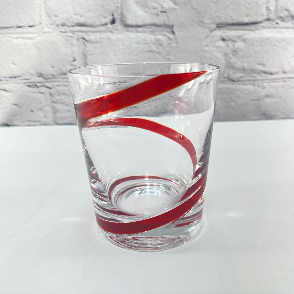 Pier 1 Retired Red Swirl Hand Blown 12 Oz Tumblers Set of 6 - Picture 4 of 8